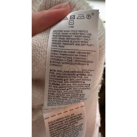 ATHLETA Women's Cut Ecru Merino Wool Cashmere Blend Crew Neck Sweater Size M - Picture 8 of 8